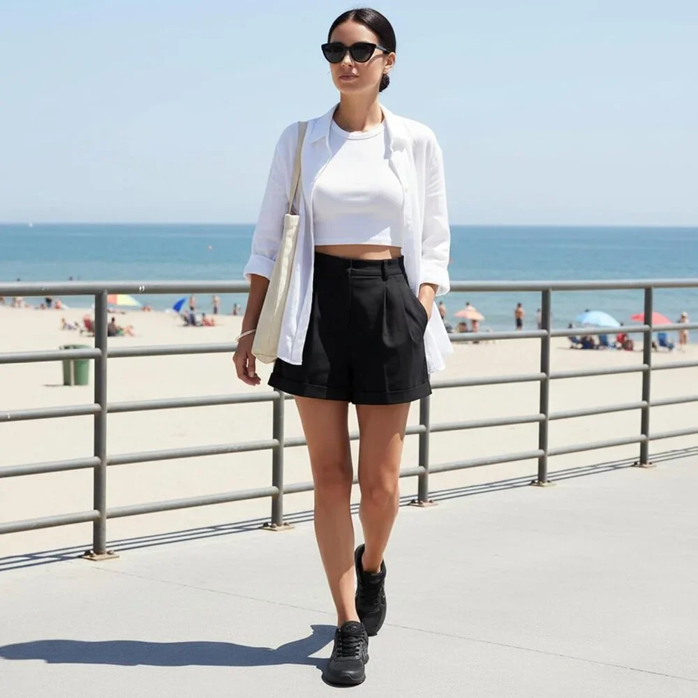 Women's Black Comfortable Non Slip Breathable Lightweight Walking Sneakers - Picture 2 of 5